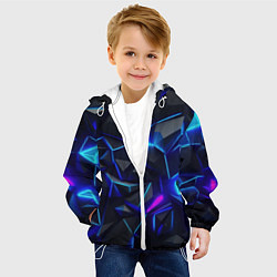 Куртка с капюшоном детская Неоновые космические осколки, цвет: 3D-белый — фото 2