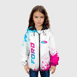 Куртка с капюшоном детская Ford neon gradient style: надпись, символ, цвет: 3D-черный — фото 2