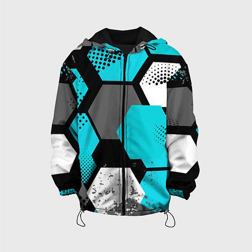 Детская куртка Шестиугольники абстрактный фон / 3D-Черный – фото 1