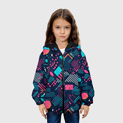 Куртка с капюшоном детская Абстракция синяя паттерн, цвет: 3D-черный — фото 2