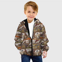 Куртка с капюшоном детская Рисунки коллаж, цвет: 3D-черный — фото 2