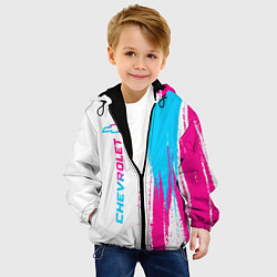 Куртка с капюшоном детская Chevrolet neon gradient style: по-вертикали, цвет: 3D-черный — фото 2