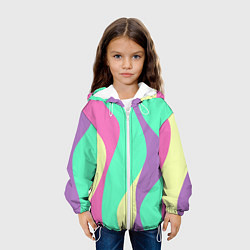 Куртка с капюшоном детская Полосатая цветная абстракция, цвет: 3D-белый — фото 2