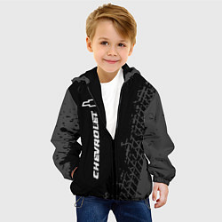 Куртка с капюшоном детская Chevrolet speed на темном фоне со следами шин: по-, цвет: 3D-черный — фото 2