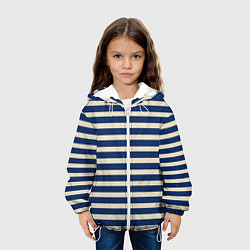 Куртка с капюшоном детская Полосатый синий и кремовый, цвет: 3D-белый — фото 2