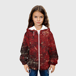 Куртка с капюшоном детская Текстура - Red on black, цвет: 3D-белый — фото 2