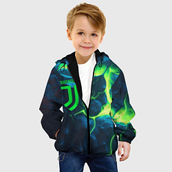 Куртка с капюшоном детская Juventus green neon, цвет: 3D-черный — фото 2