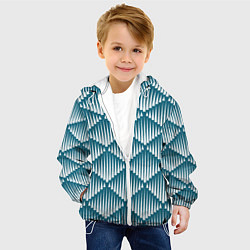 Куртка с капюшоном детская Большие синие вдавленные ромбы, цвет: 3D-белый — фото 2
