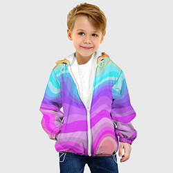 Куртка с капюшоном детская Неоновая разноцветная волна, цвет: 3D-белый — фото 2