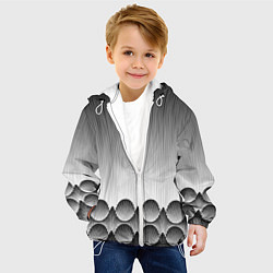 Куртка с капюшоном детская Круглая полосатая геометрия, цвет: 3D-белый — фото 2