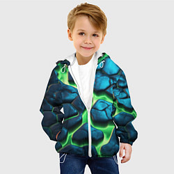 Куртка с капюшоном детская Разломленные зеленые плиты, цвет: 3D-белый — фото 2