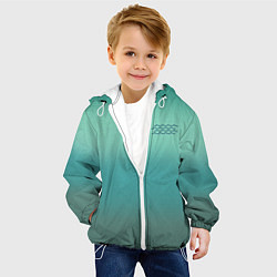 Куртка с капюшоном детская Бирюзовый цвет морской волны, цвет: 3D-белый — фото 2