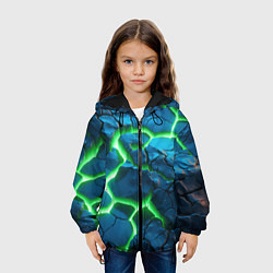 Куртка с капюшоном детская Разлом зеленых плит, цвет: 3D-черный — фото 2