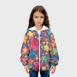 Куртка с капюшоном детская Разноцветные новогодние звёзды, цвет: 3D-белый — фото 2