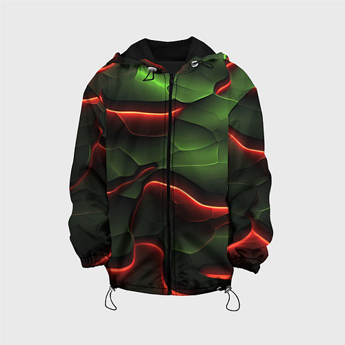 Детская куртка Объемные красно зеленые плиты / 3D-Черный – фото 1
