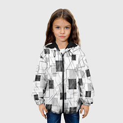 Куртка с капюшоном детская Квадраты и штрихи, цвет: 3D-черный — фото 2
