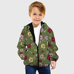 Куртка с капюшоном детская Летний луг - паттерн, цвет: 3D-черный — фото 2