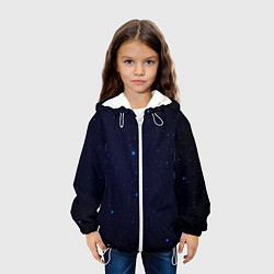 Куртка с капюшоном детская Тёмный космос и синие звёзды, цвет: 3D-белый — фото 2