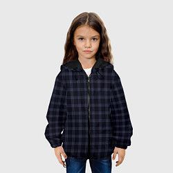 Куртка с капюшоном детская Тёмно-синий клетчатый, цвет: 3D-черный — фото 2