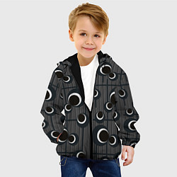 Куртка с капюшоном детская Черные и белые круги на сером, цвет: 3D-черный — фото 2
