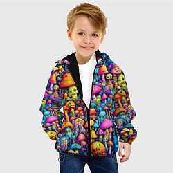 Куртка с капюшоном детская Кислотные психоделические грибы, цвет: 3D-черный — фото 2