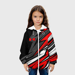 Куртка с капюшоном детская Kawasaki - red uniform, цвет: 3D-белый — фото 2