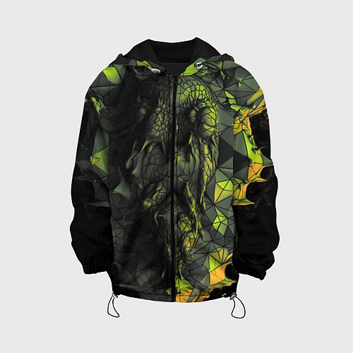 Детская куртка Зеленая абстрактная текстура / 3D-Черный – фото 1