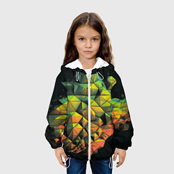Куртка с капюшоном детская Зеленая кубическая абстракция, цвет: 3D-белый — фото 2
