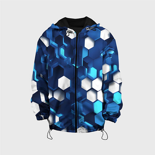 Детская куртка Cyber hexagon Blue / 3D-Черный – фото 1