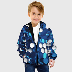 Куртка с капюшоном детская Cyber hexagon Blue, цвет: 3D-черный — фото 2