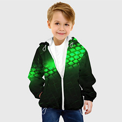 Куртка с капюшоном детская Неоновые зеленые пластины, цвет: 3D-белый — фото 2
