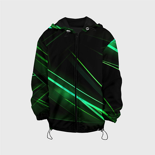 Детская куртка Green lines black backgrouns / 3D-Черный – фото 1