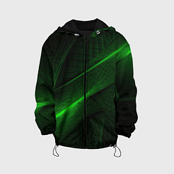 Куртка с капюшоном детская Green neon lines, цвет: 3D-черный