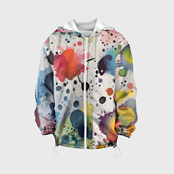 Куртка с капюшоном детская Colorful blots - vogue - abstraction, цвет: 3D-белый