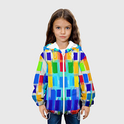 Куртка с капюшоном детская Colorful strips - pop art - vogue, цвет: 3D-белый — фото 2