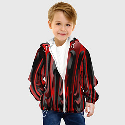 Куртка с капюшоном детская Пластик красно-черный, цвет: 3D-белый — фото 2