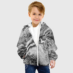 Куртка с капюшоном детская Черно-белая мраморная абстракция, цвет: 3D-белый — фото 2