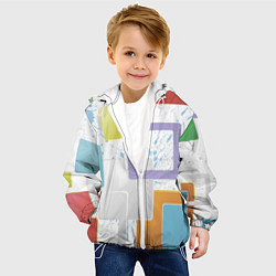 Куртка с капюшоном детская Абстрактный фон красочные квадраты гранж, цвет: 3D-белый — фото 2