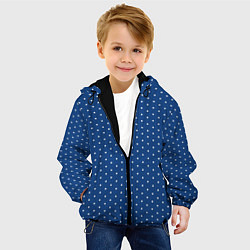 Куртка с капюшоном детская Синий в белый горошек, цвет: 3D-черный — фото 2