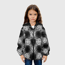 Куртка с капюшоном детская Симметричная черно-белая паутина, цвет: 3D-черный — фото 2