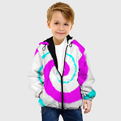 Куртка с капюшоном детская Тай-дай розовый, цвет: 3D-черный — фото 2