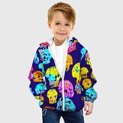Куртка с капюшоном детская Паттерн из черепов - поп-арт - иллюзия, цвет: 3D-белый — фото 2
