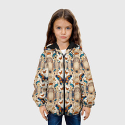 Куртка с капюшоном детская Бабочки узор, цвет: 3D-черный — фото 2