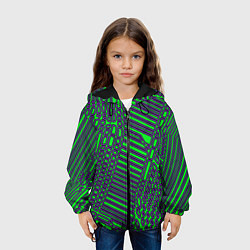 Куртка с капюшоном детская Кибер сеть ЗелёныйФиолетовый, цвет: 3D-черный — фото 2