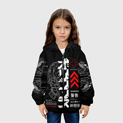 Куртка с капюшоном детская Кибер арт в Японском стиле, цвет: 3D-черный — фото 2