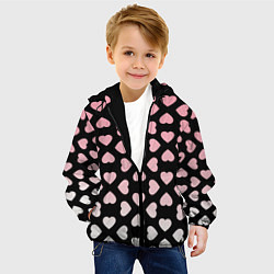 Куртка с капюшоном детская Розовые сердечки на чёрном, цвет: 3D-черный — фото 2