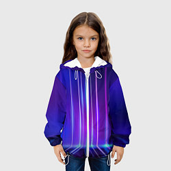 Куртка с капюшоном детская Neon glow - vaporwave - strips, цвет: 3D-белый — фото 2