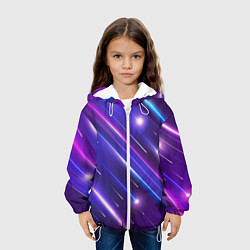 Куртка с капюшоном детская Неоновый звездопад - полосы, цвет: 3D-белый — фото 2