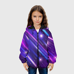 Куртка с капюшоном детская Неоновый звездопад - полосы, цвет: 3D-черный — фото 2