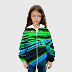 Куртка с капюшоном детская Green black abstract, цвет: 3D-белый — фото 2